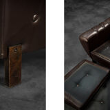 Vintage Mid-Century Modern Brown Leather Heart-shaped Lounge Chair, 1960s, Set of 2