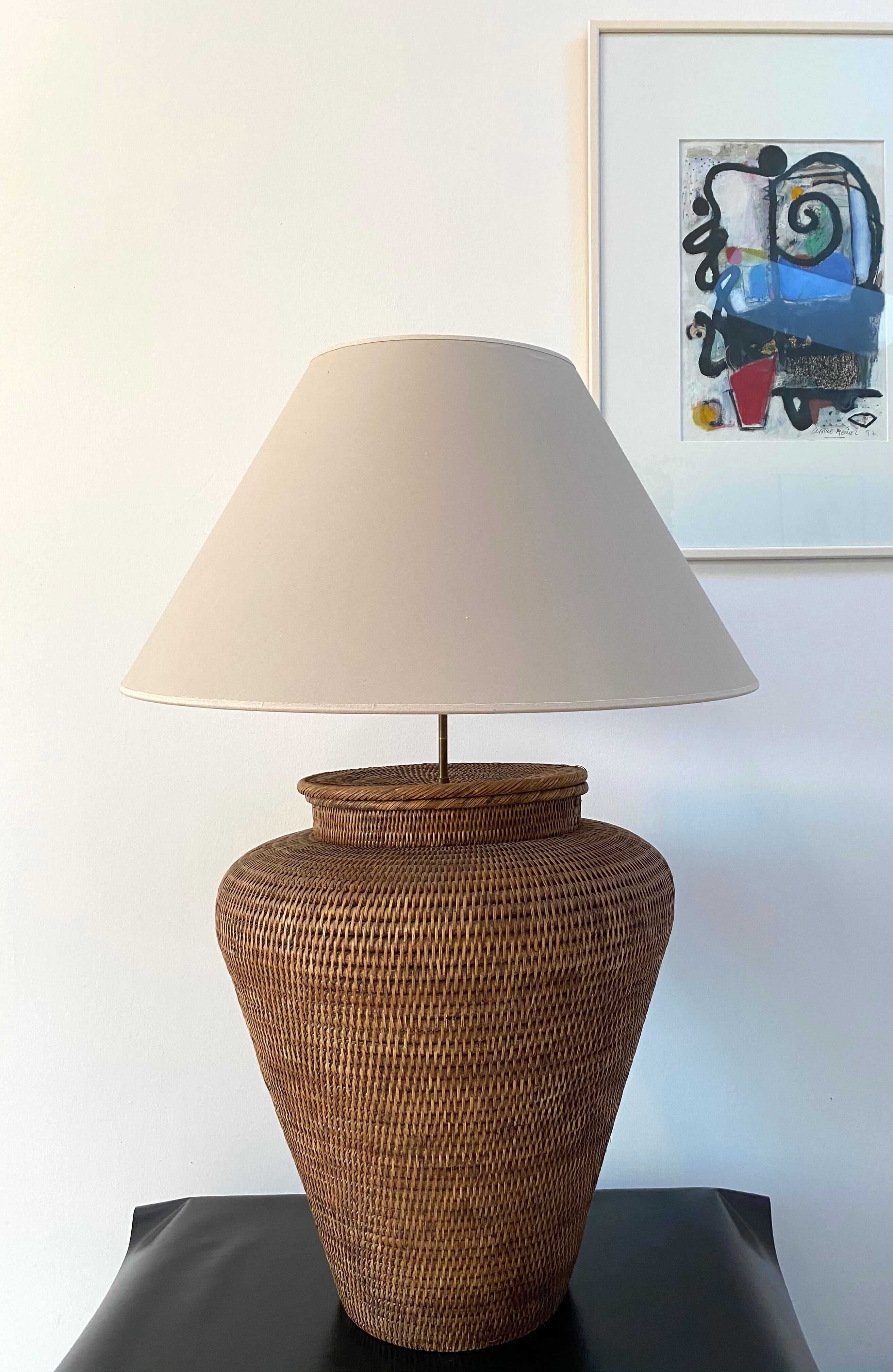 XXL rattan jar lamp from the 60s