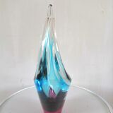 Two-tone glass vase design 70s signed La Vénitie, Nice