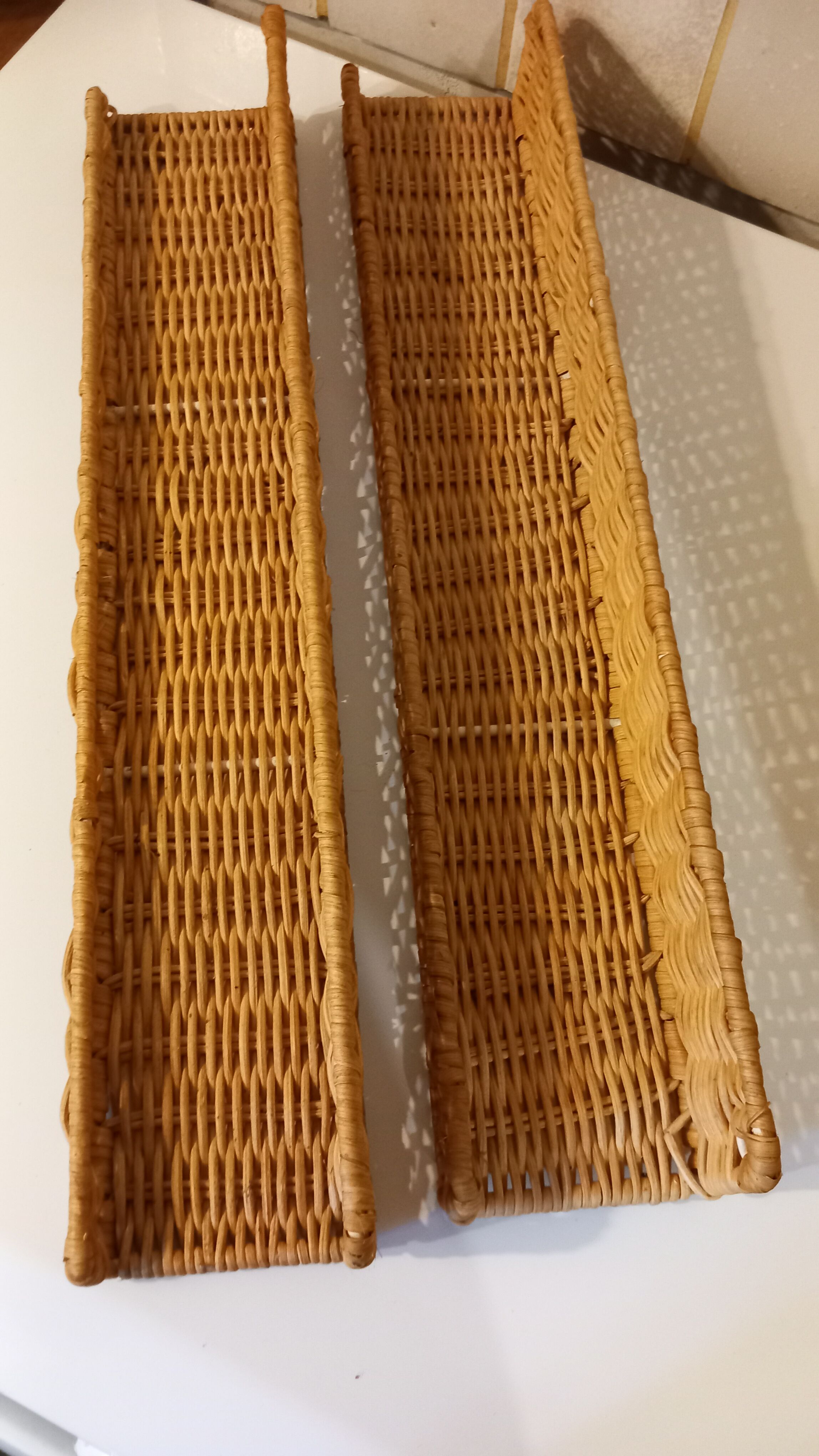 Set of 2 small wicker wall shelves - spice shelves
