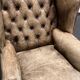 Xixth century  english georgian cigar leather wingback library chairs