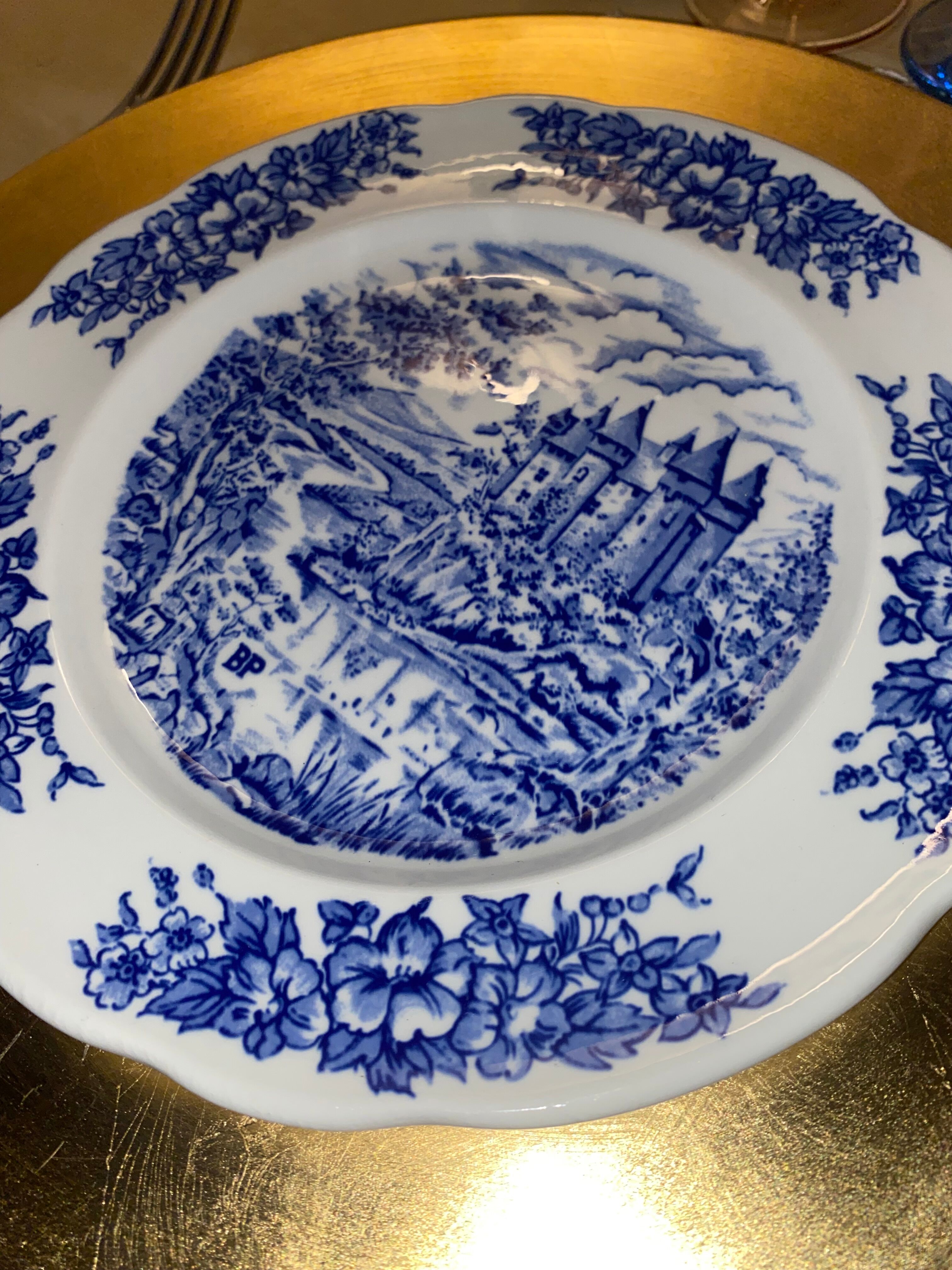 Lot de 2 assiettes plates pyroblan bleu