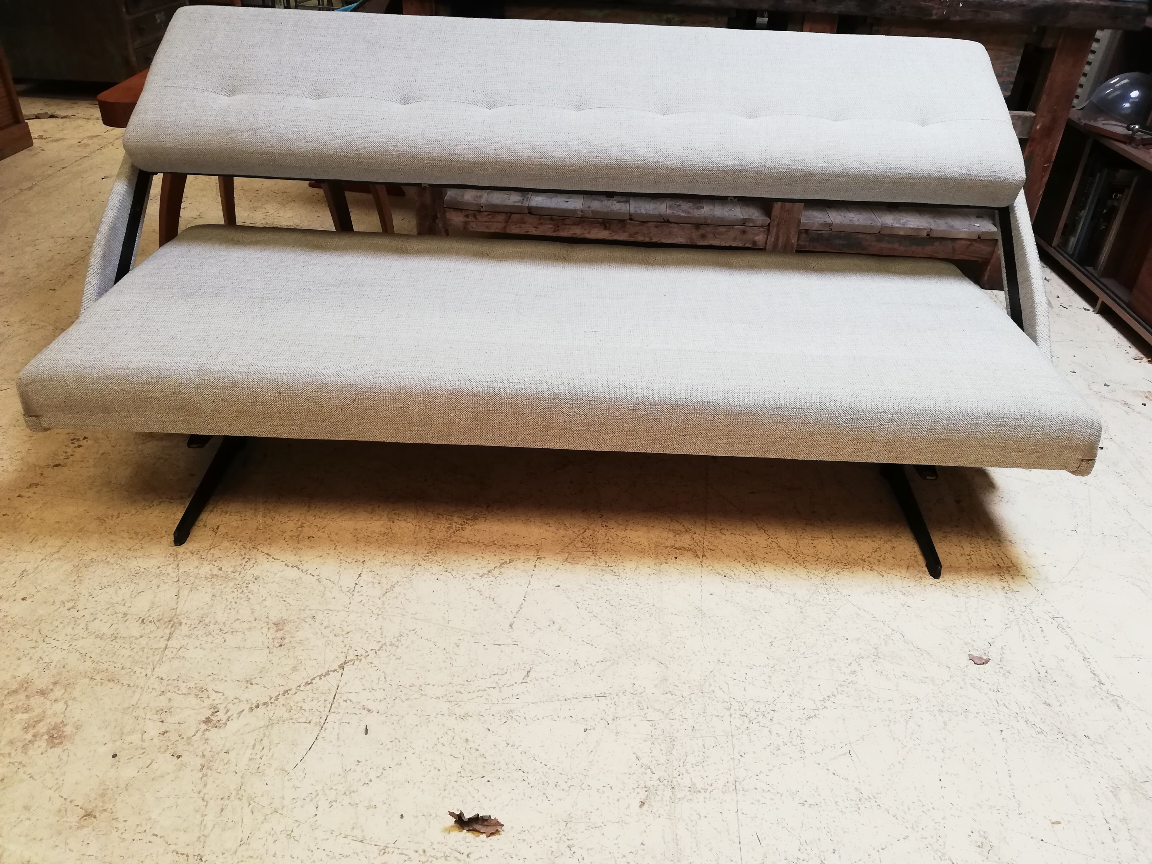 Large vintage convertible sofa bed, 70s, Czechoslovakia