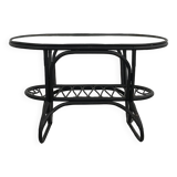 Table basse en rotin noir  et verre
