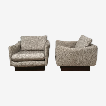 Pair of teckel armchairs by Michel Mortier, Steiner 1960