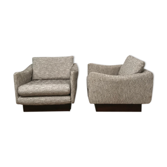 Pair of teckel armchairs by Michel Mortier, Steiner 1960