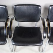 Set of 4 vintage tubular steel lounge chair