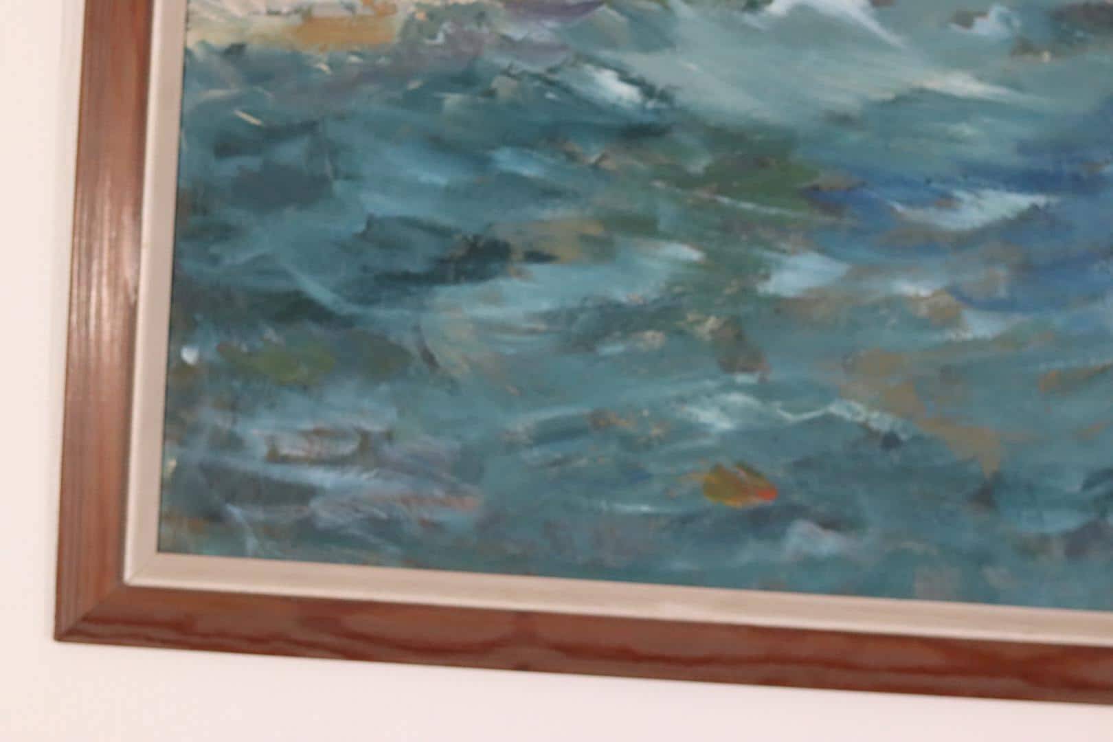 Original Mid Century Swedish Oil on Panel – “Seashore” by LV 1962 – Signed