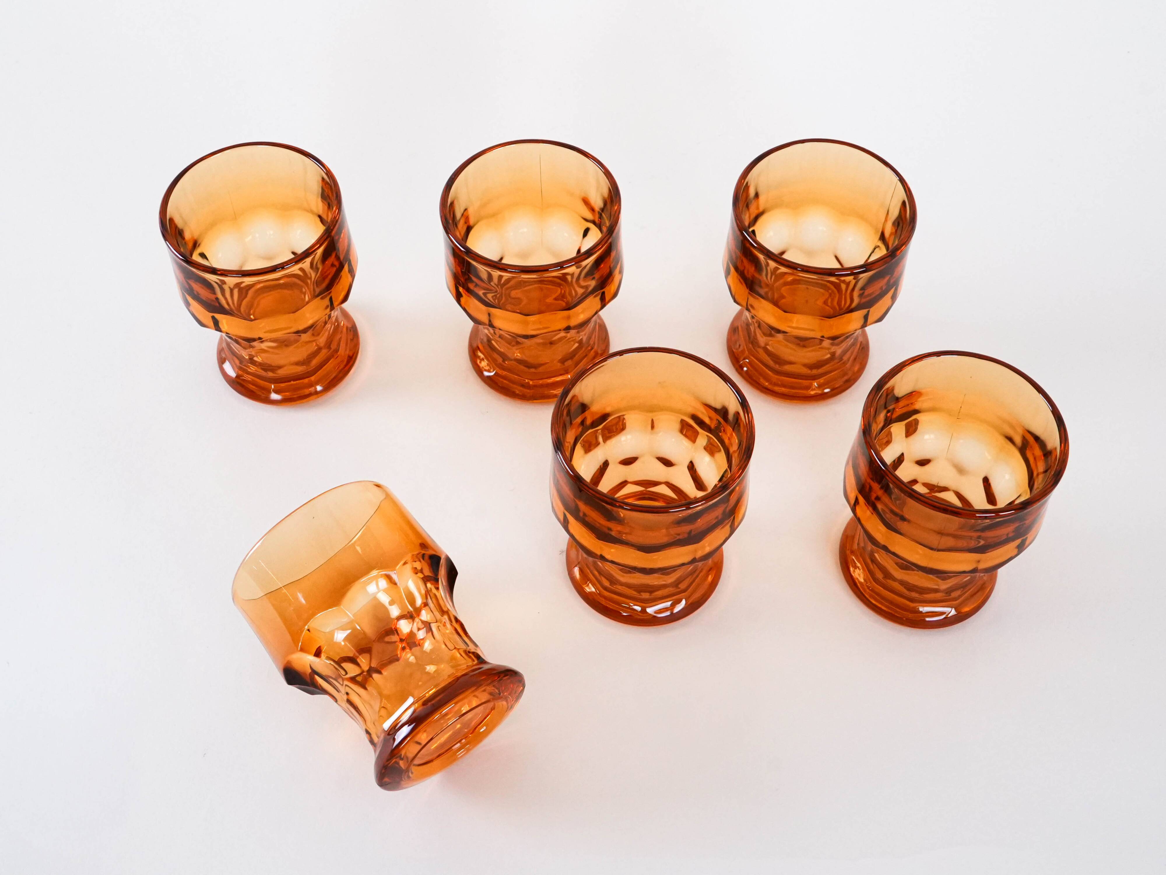 Set of six glasses, Italian design, 1970s, made in Italy