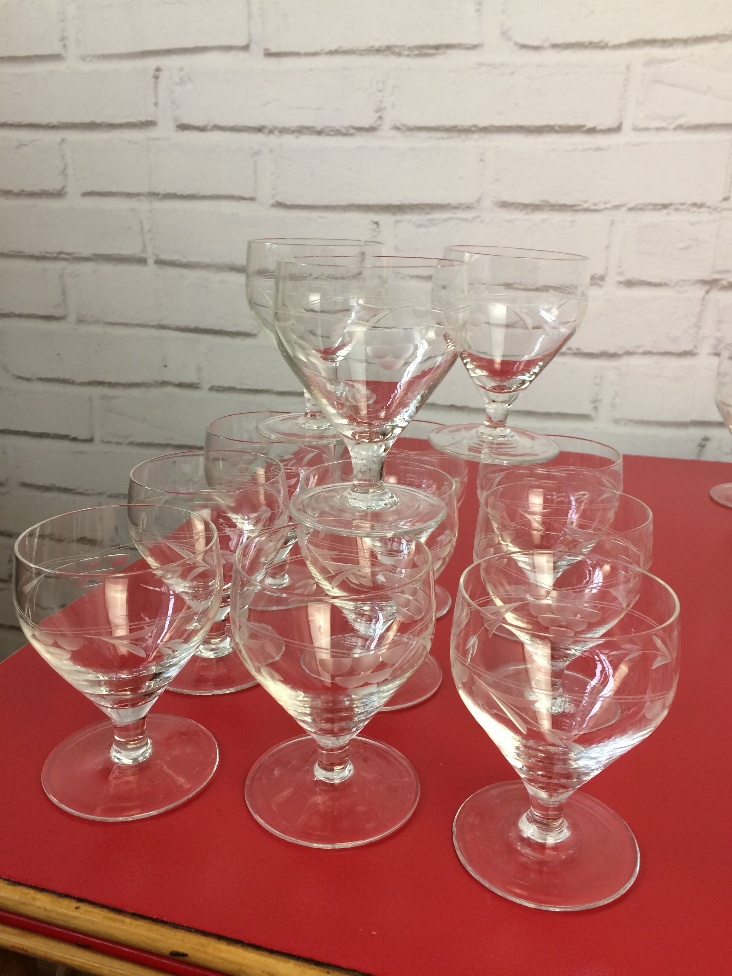48-piece engraved glass service