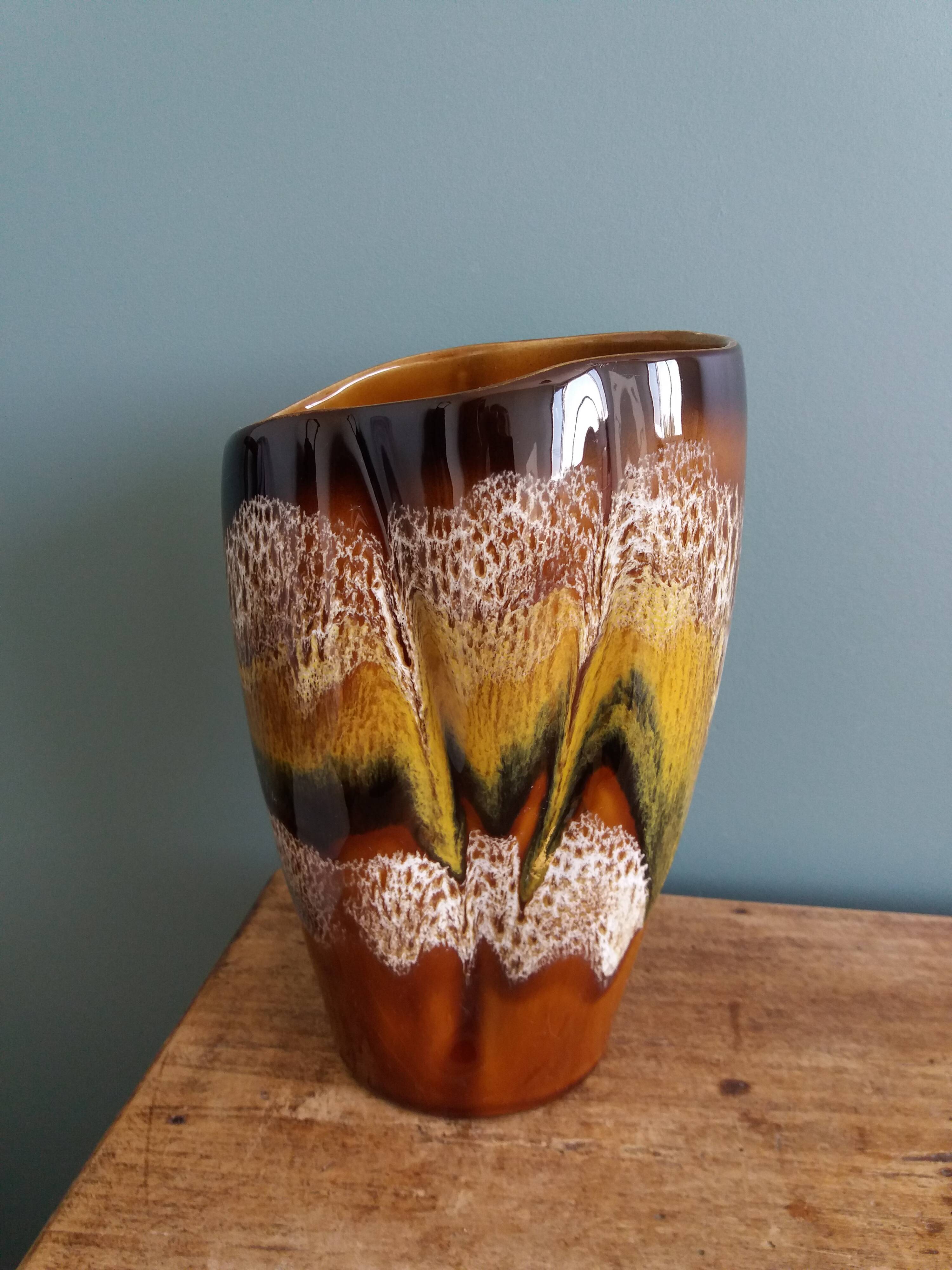 Sarreguemines Digoin flamed ceramic vase