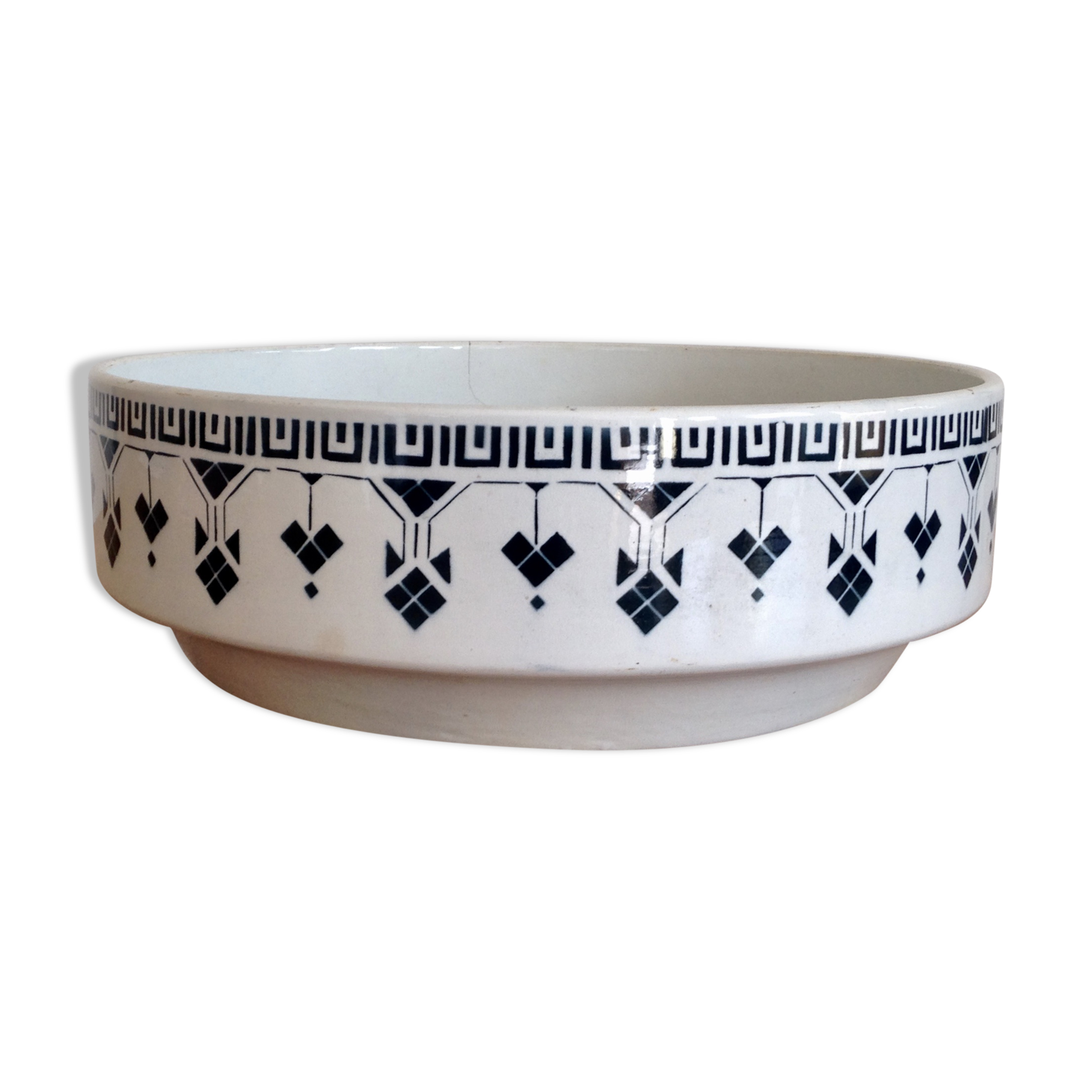 Bowl former french Teresa 1900, white blue