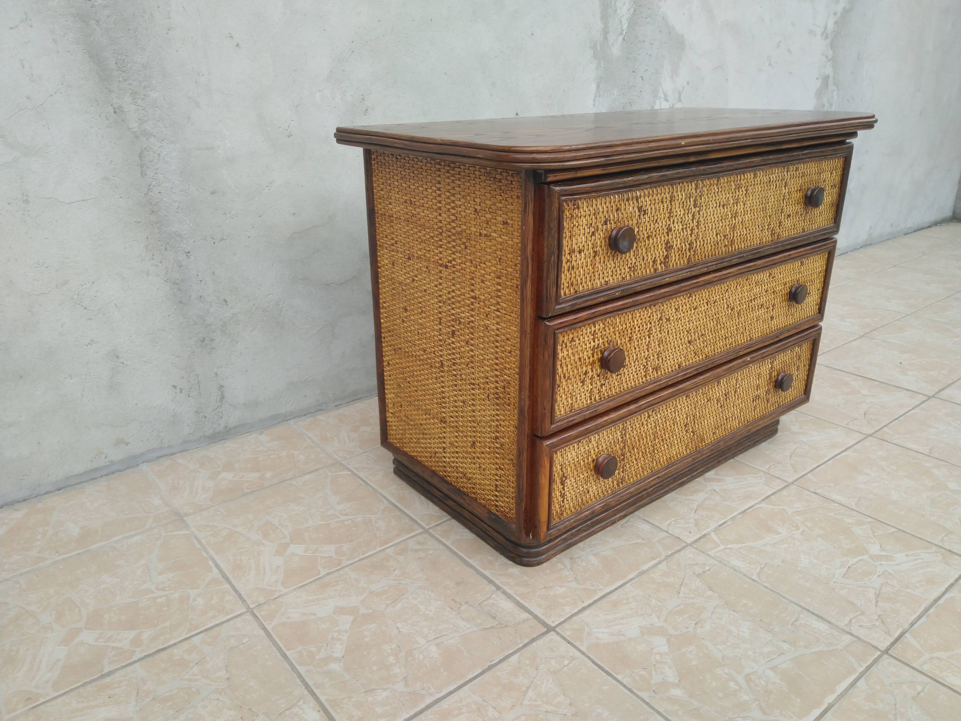 Maugrion vintage rattan dresser