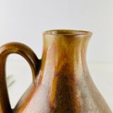Vase en grès ancien forme aiguière marron signé Denbac