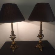 Paire de lampes en laiton fin XIXème