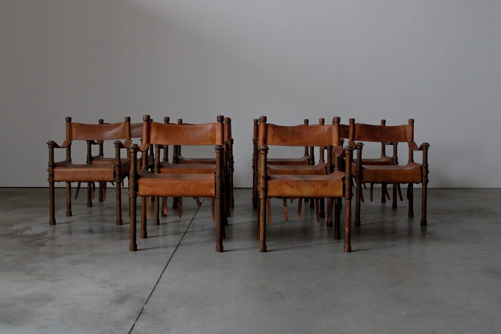Large set of safari dining chairs - Germany 1960s