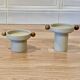 Duo de bougeoirs scandinaves en céramique et bois