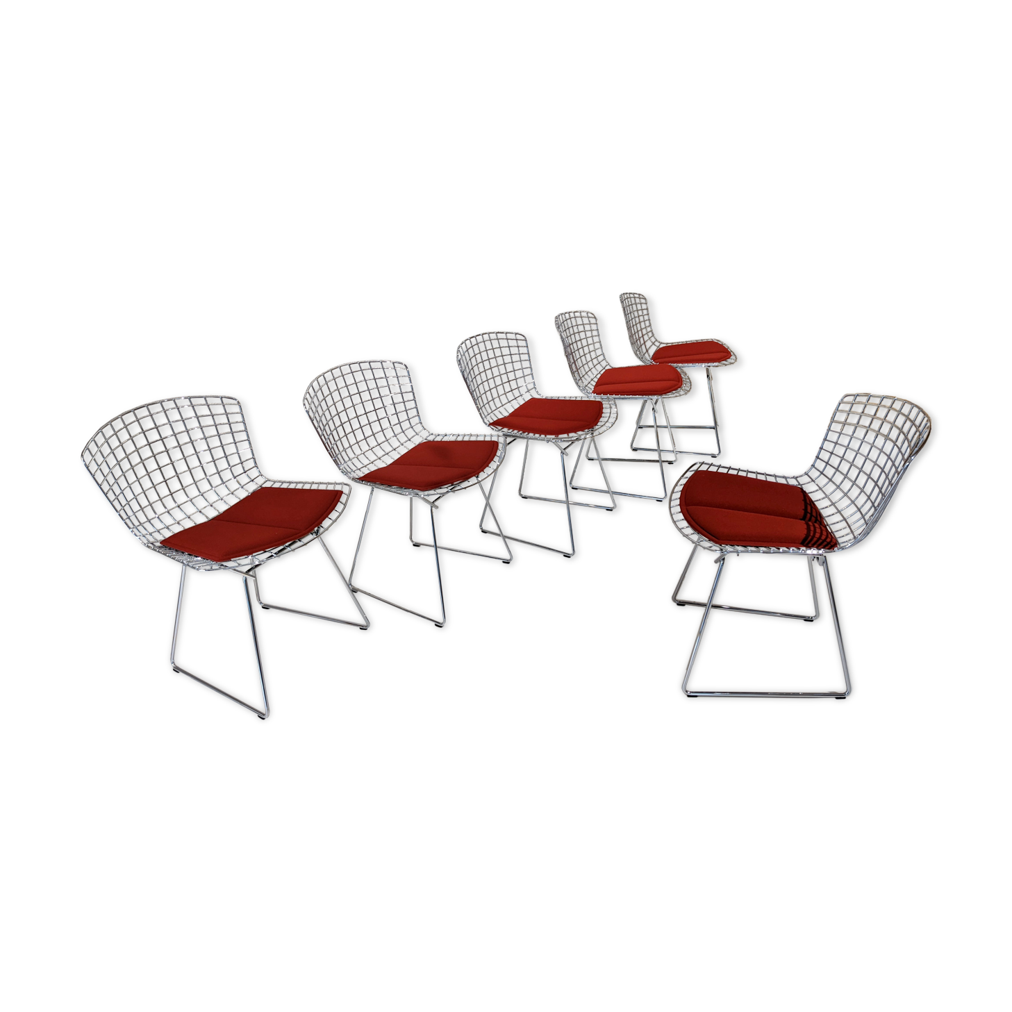 Set of 6 Bertoia chairs for Knoll