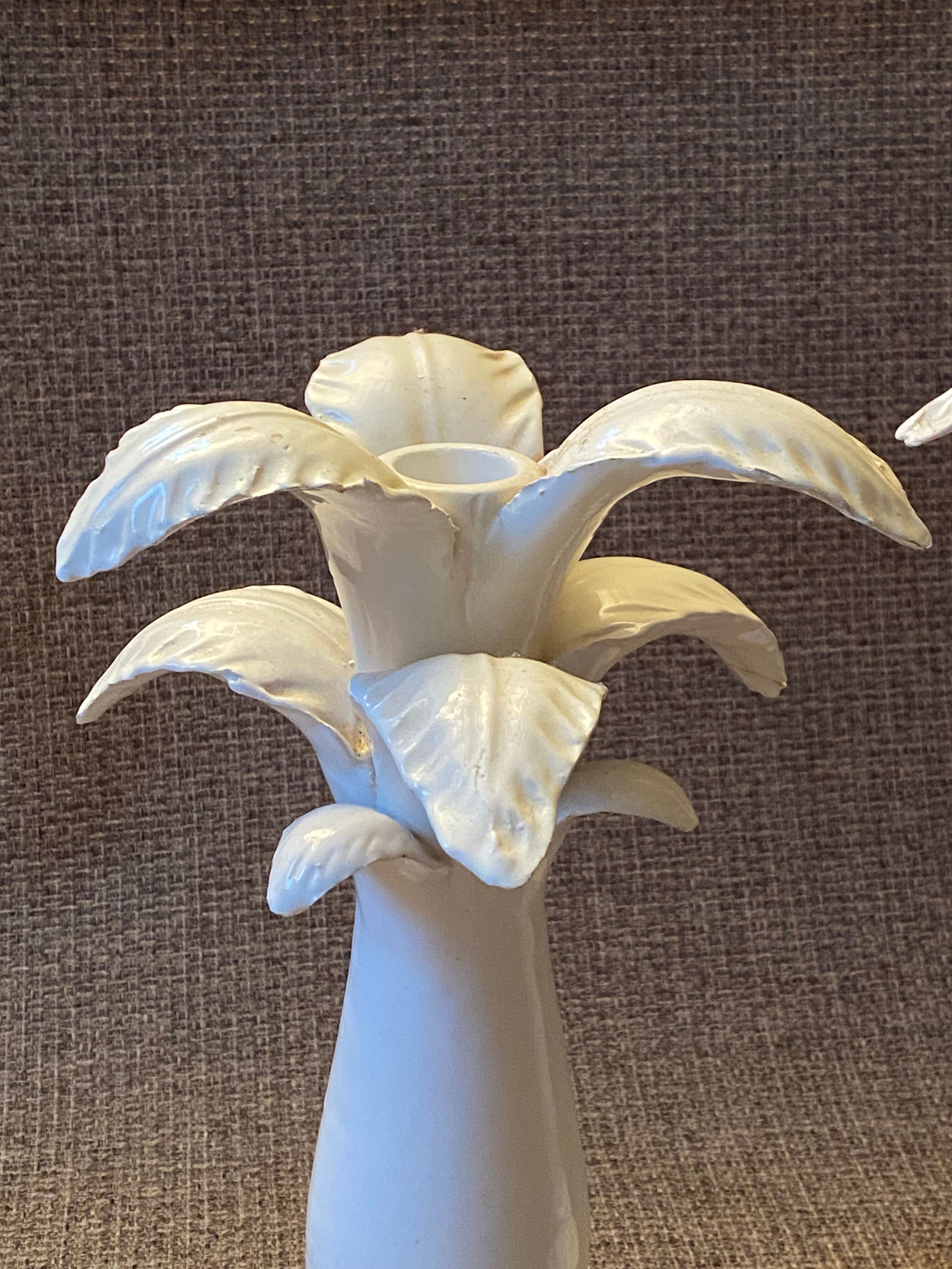 Pair of Jean Roger ceramic palm lamps
