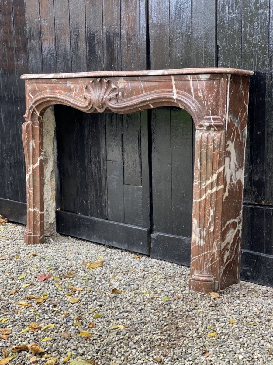 Fireplace Louis XV In Marble Of Rances XVIIIth Century