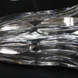 Large crystal vase carved with shuttle decoration. St. Louis. Art Deco.