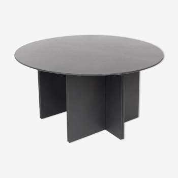 Table avec cuir noir de Durlet 1970s