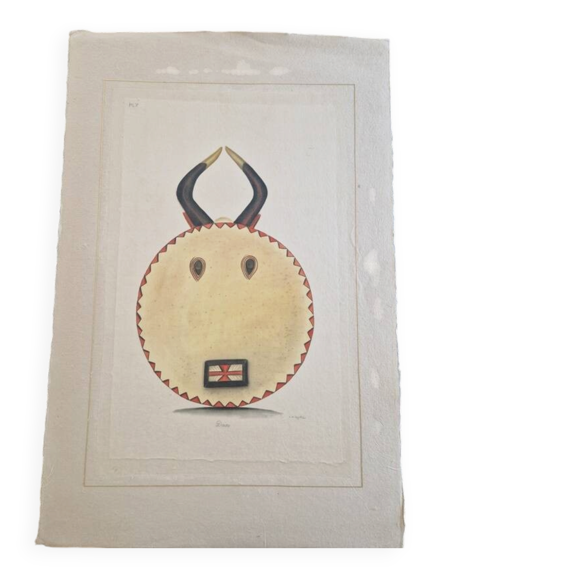 La Roche Laffitte (Born in 1943) - Watercolour drawing on silk - Dan mask