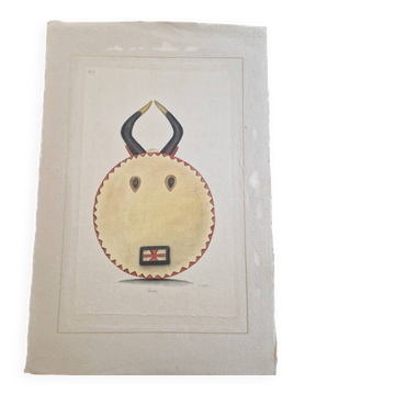 La Roche Laffitte (Born in 1943) - Watercolour drawing on silk - Dan mask