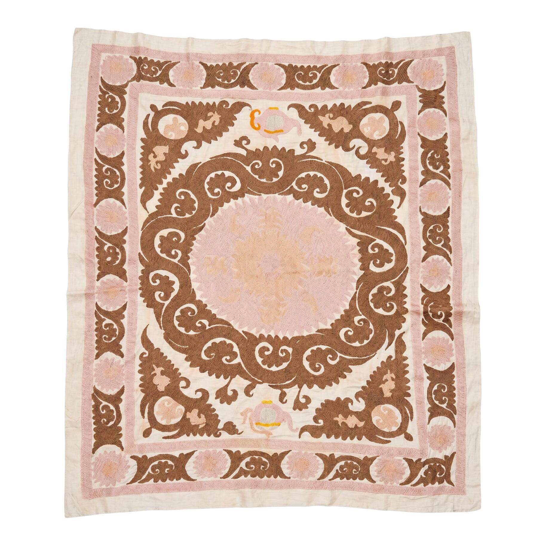 Nappe brodée à la main vintage 134x167 cm