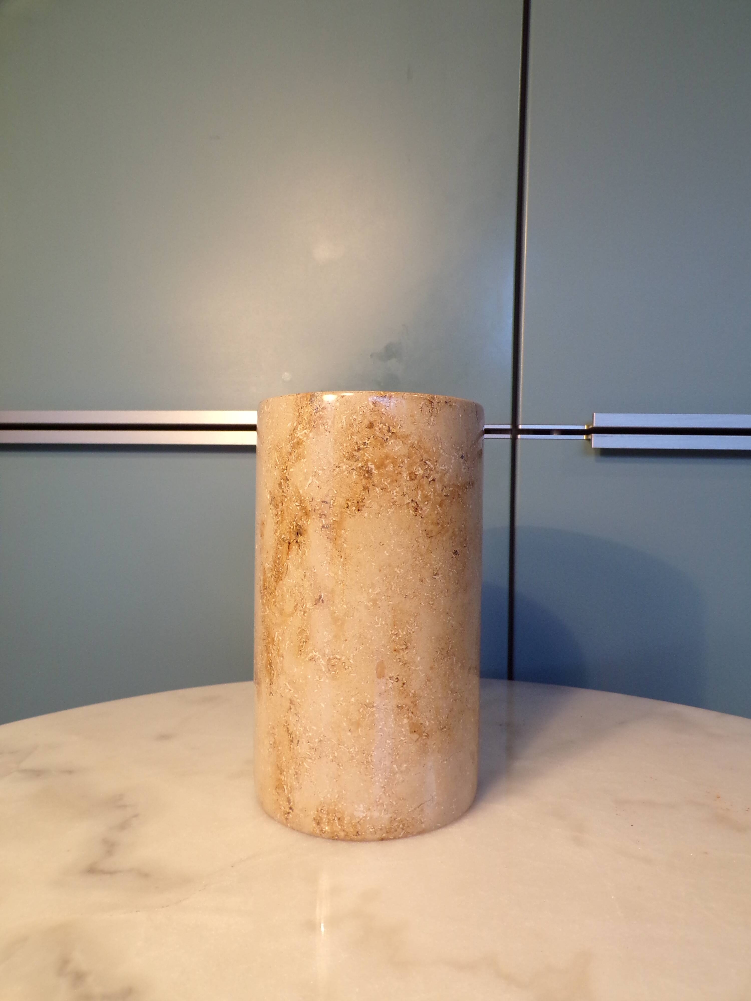 Travertine roller vase h=17cm