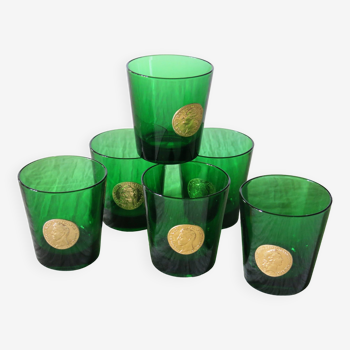 6 verres vert BYRTH en très bon état