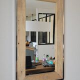 Large wooden and stainless steel mirror