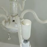 Chandelier with five branches glass and tassels /Bohemian Style Chandelier/vintage