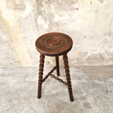 Turned wooden top stool