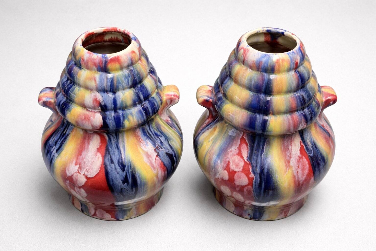 Pair of ceramic vases signed Elgé mid-century