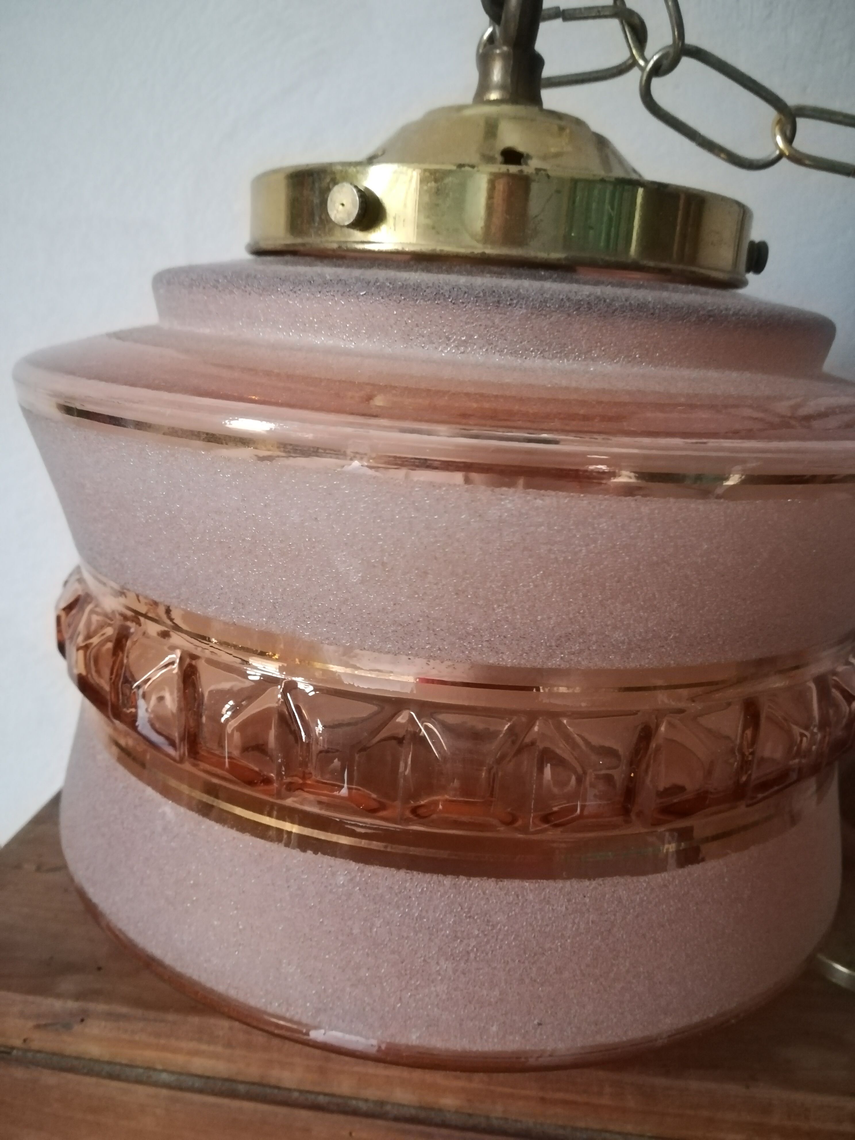 Hanging lamp in granite glass 1950