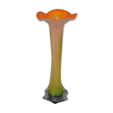 Vase shape flower orange glass Murano 80s
