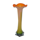 Vase forme fleur orange verre Murano années 80