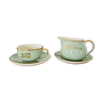 Ensemble tasses soucoupes pot à lait vintage « Nous Deux » Villeroy & Boch