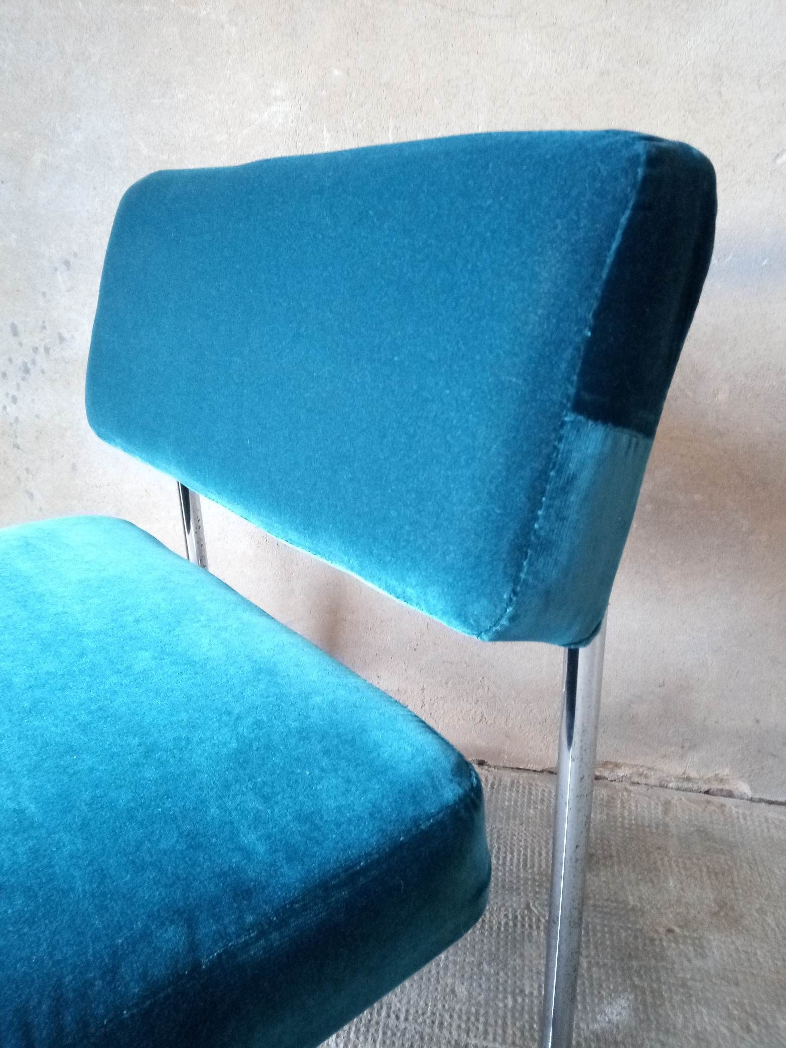 Petrole blue modernist armchair