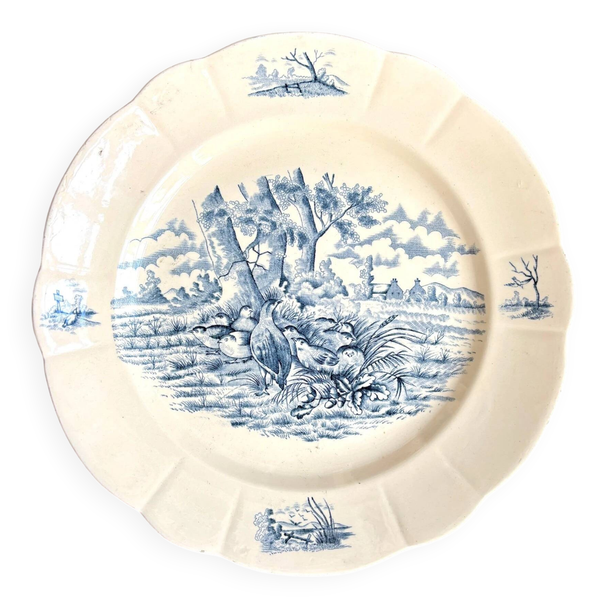 Longchamp round dish in blue iron clay, “Burgundy” service