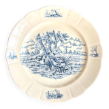 Longchamp round dish in blue iron clay, “Burgundy” service