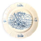 Plat rond Longchamp en terre de fer bleue, service "Bourgogne"