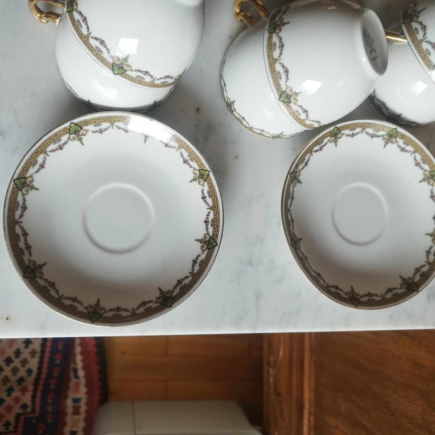 8 Art Deco Sigismond Maas cups Limoges porcelain