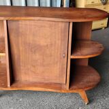 Bar pivotant années 50 en bois exotique, double face