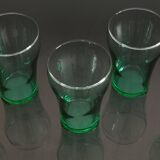 5 old vintage emerald green glasses