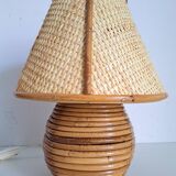 Paire de lampes en bambou et osier