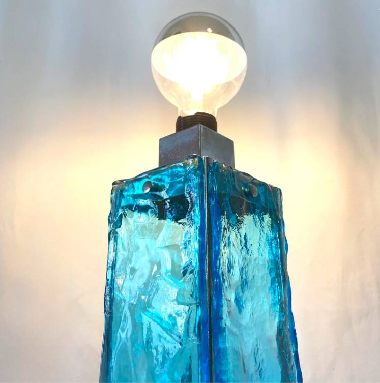 Large blue and chrome Murano lamp, 1960s. Italy