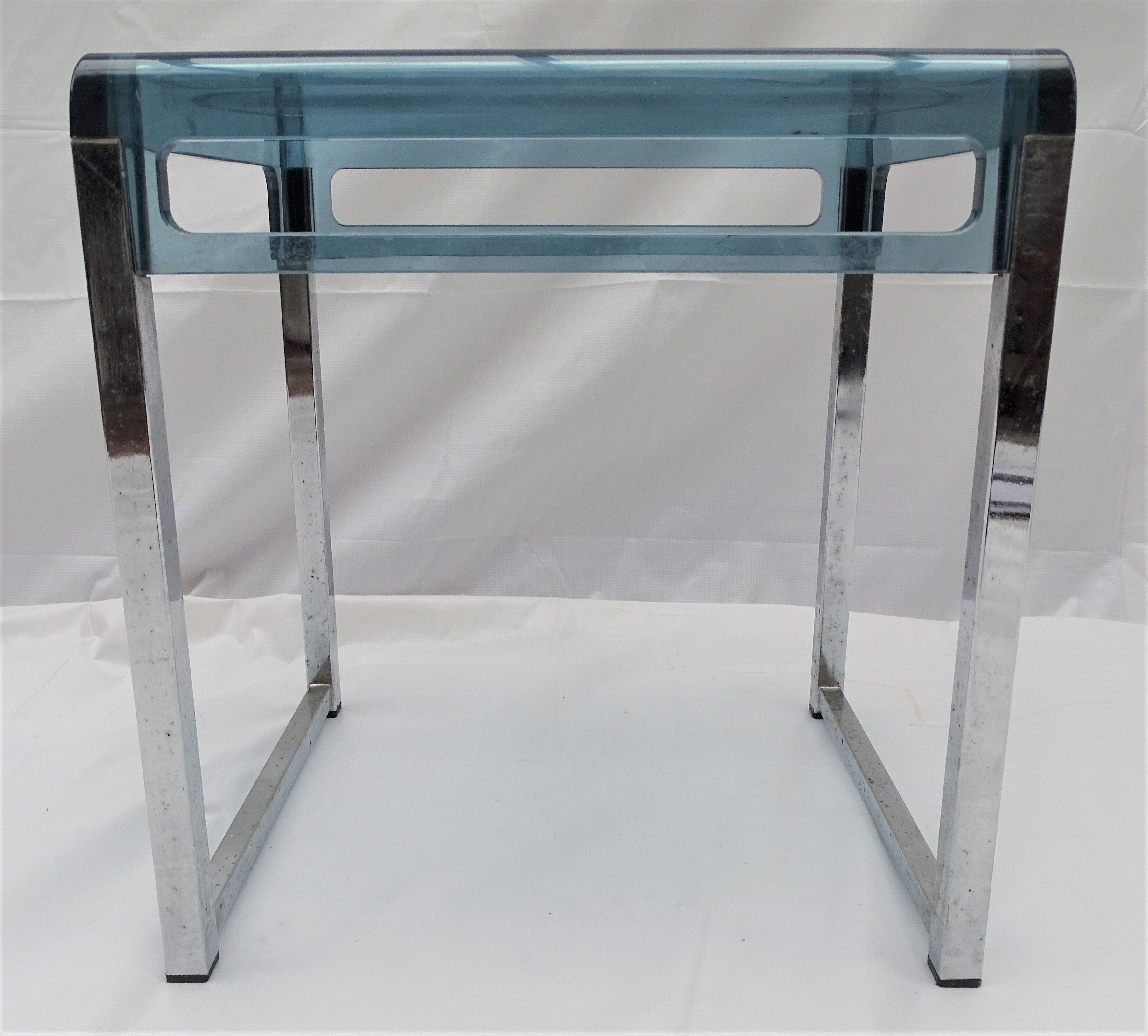 Transparent grey blue vintage side table