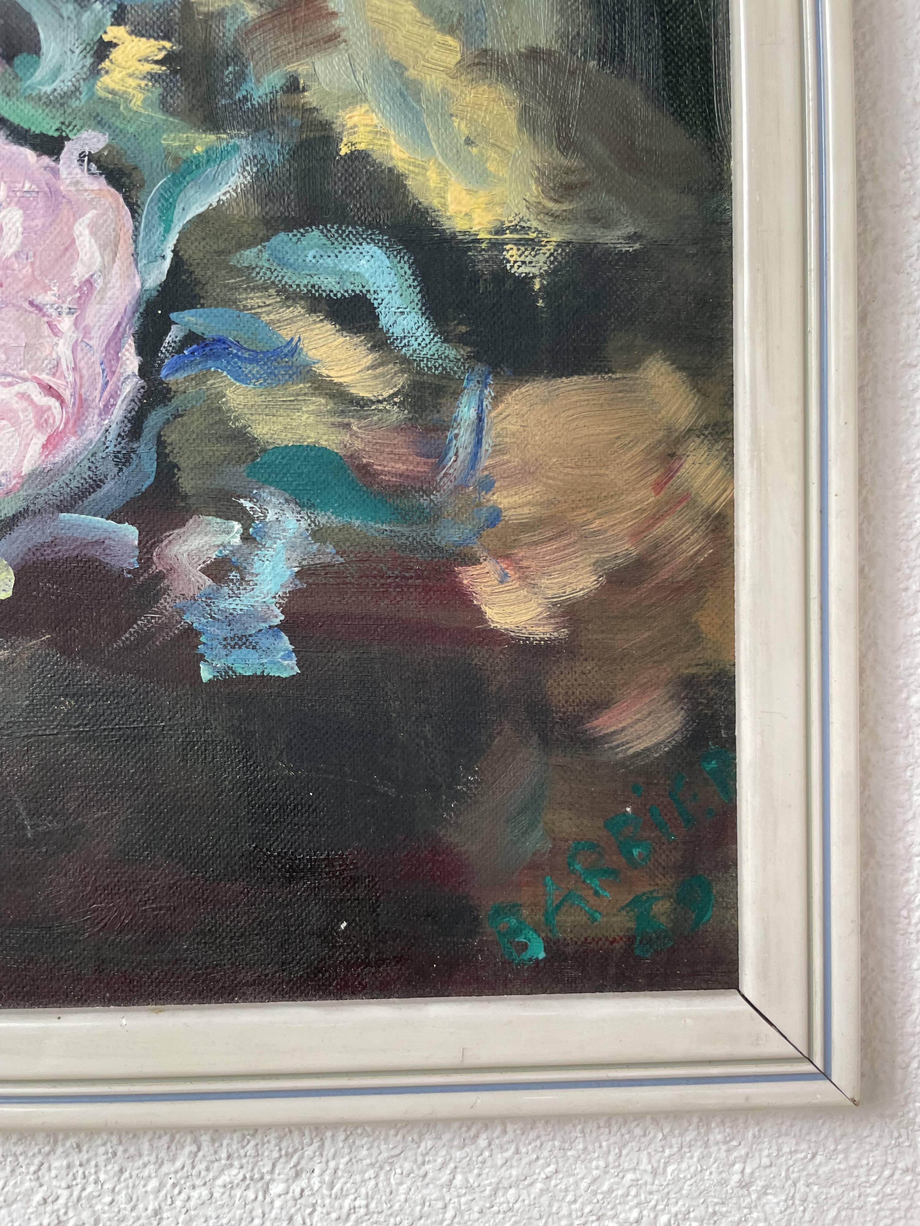 Oil canvas on wood flowers